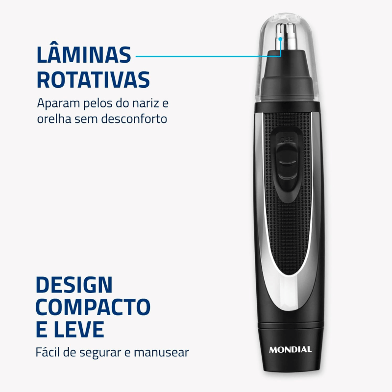 Aparador de Pelos Bateria MONDIAL| Classic, Preto/Prata