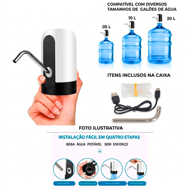 Nova Home - Bomba Elétrica Recarregável para Galão | Água na Hora sem Levantar Peso