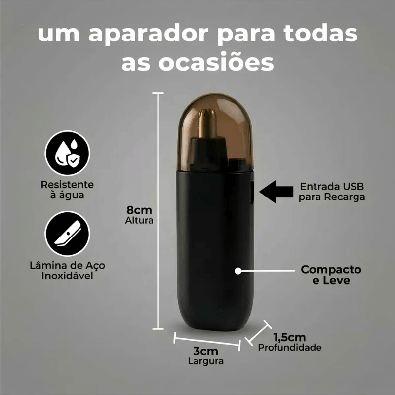 Aparador de Pelos Recarregável Compacto