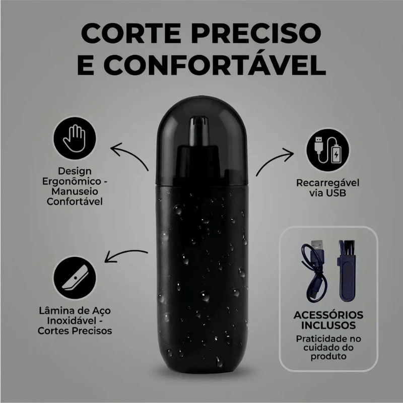 Aparador de Pelos Recarregável Compacto