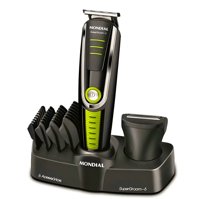 Cortador De Cabelo Mondial Super Groom 6 Preto/Verde