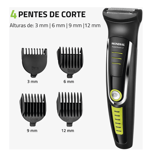 Cortador De Cabelo Mondial Super Groom 6 Preto/Verde