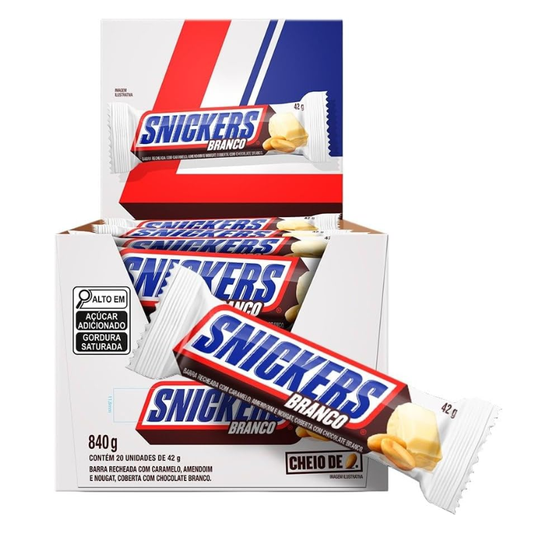 Chocolate Snickers Branco 42g - Embalagem com 20 Unidades